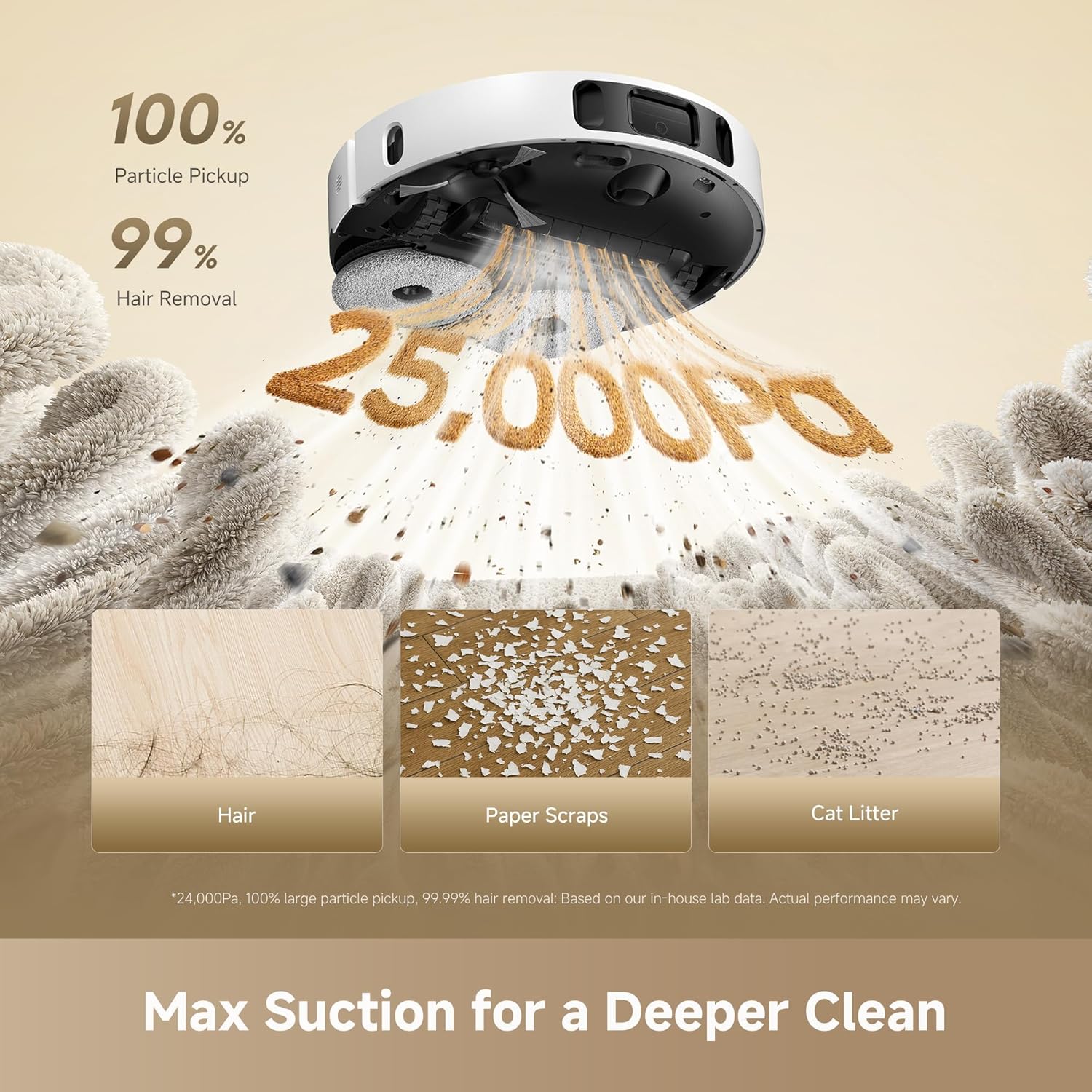 DREAME L40 Ultra Gen 2 Robot Vacuum and Mop with 25,000Pa Suction, Extendable Side Brush and Mop, All-in-One Self-Emptying & Cleaning Dock, Voice & App Control, White