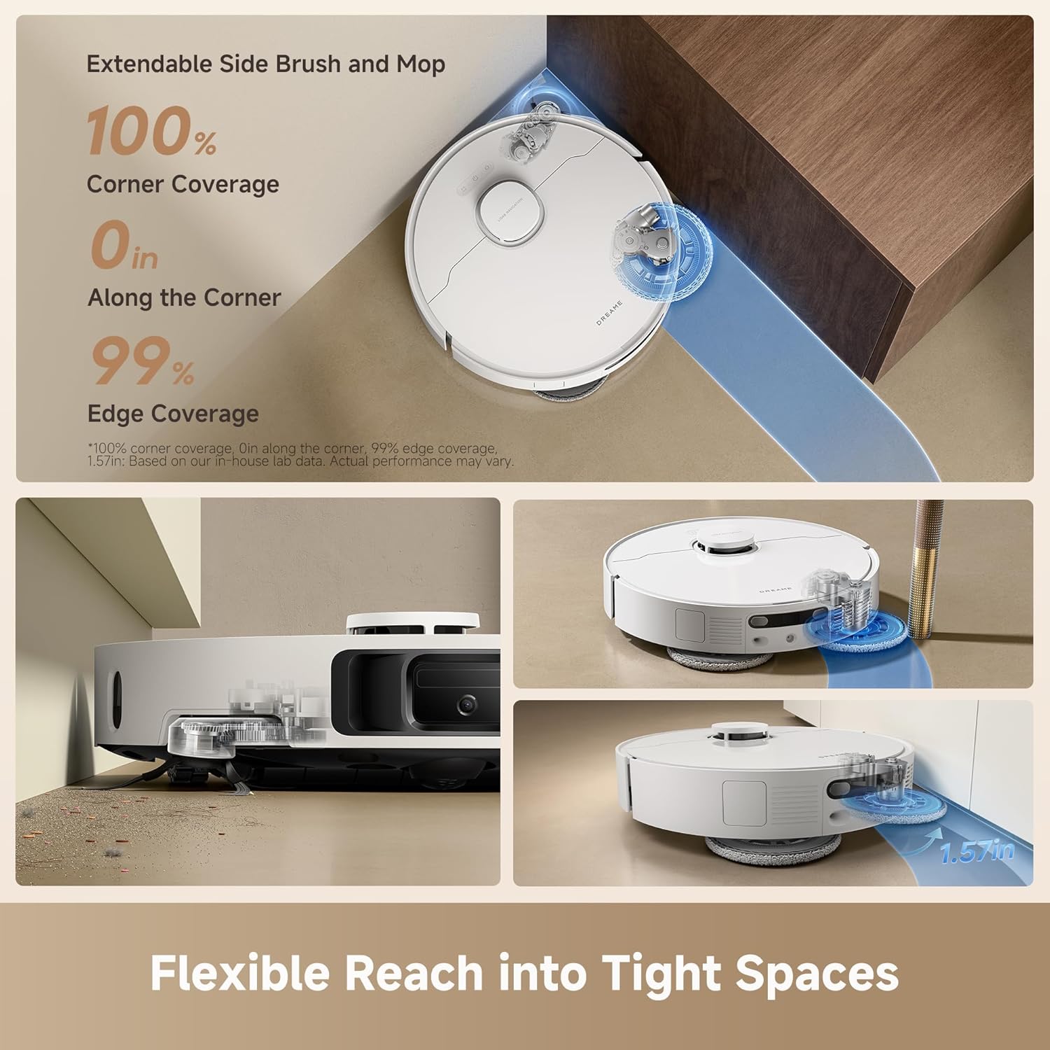 DREAME L40 Ultra Gen 2 Robot Vacuum and Mop with 25,000Pa Suction, Extendable Side Brush and Mop, All-in-One Self-Emptying & Cleaning Dock, Voice & App Control, White