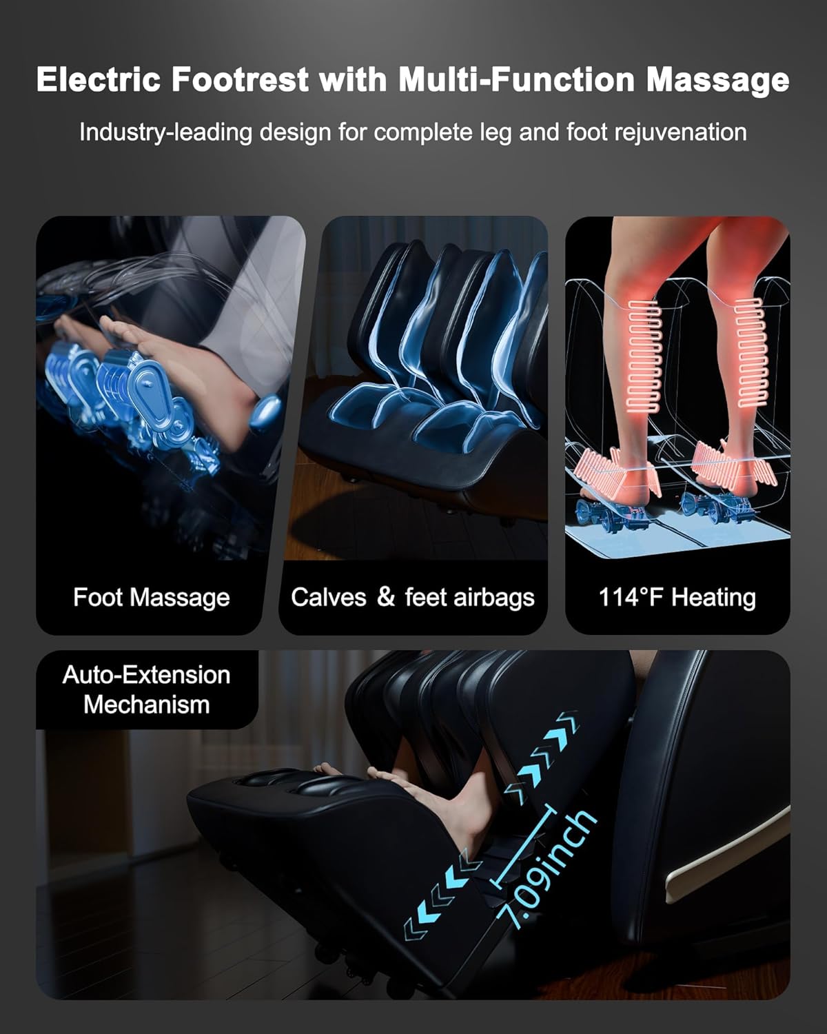 EASPEARL R8089 Pro 4D Massage Chair, 53.15in SL-Track Zero Gravity Full Body Massage Chair with Heat, Auto Footrest, LCD Screen, Airbags, Bluetooth & APP Control, Shiatsu & Thai...