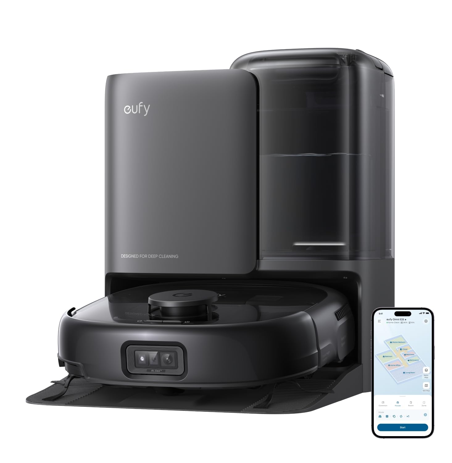 eufy Robot Vacuum E25, 20,000 Pa Suction,HydroJet Always-Clean Roller Mop, All-in-One Robot Vacuum and Mop Combo, Edge-to-Corner Cleaning, Zero-Tangle Design, AI Obstacle...