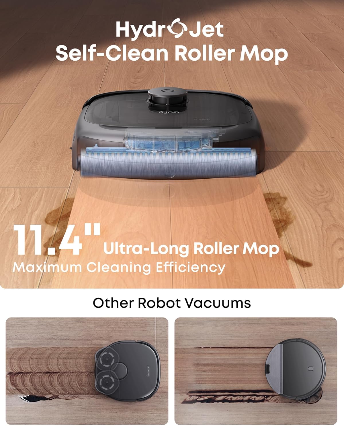 eufy Robot Vacuum E25, 20,000 Pa Suction,HydroJet Always-Clean Roller Mop, All-in-One Robot Vacuum and Mop Combo, Edge-to-Corner Cleaning, Zero-Tangle Design, AI Obstacle...