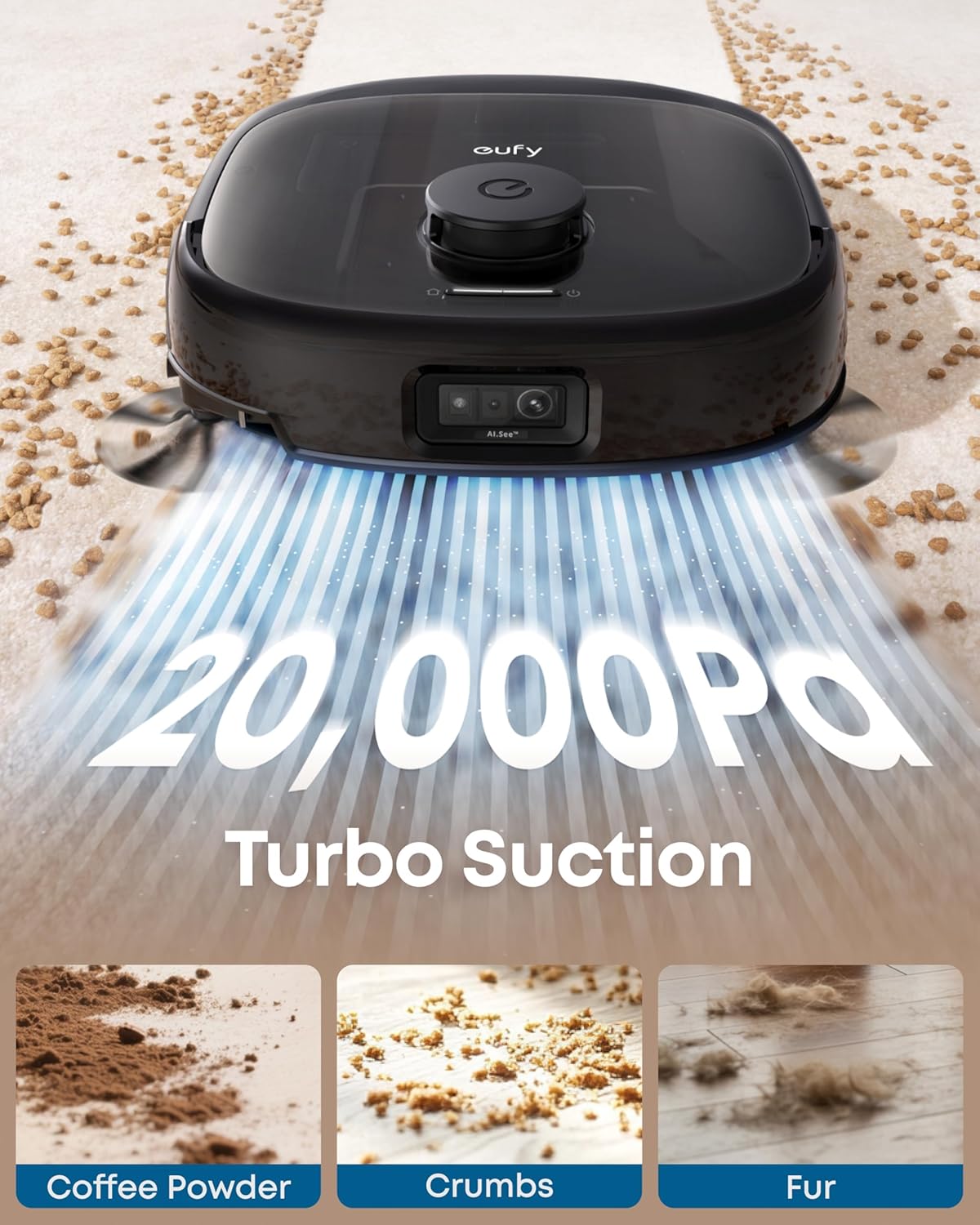 eufy Robot Vacuum E25, 20,000 Pa Suction,HydroJet Always-Clean Roller Mop, All-in-One Robot Vacuum and Mop Combo, Edge-to-Corner Cleaning, Zero-Tangle Design, AI Obstacle...
