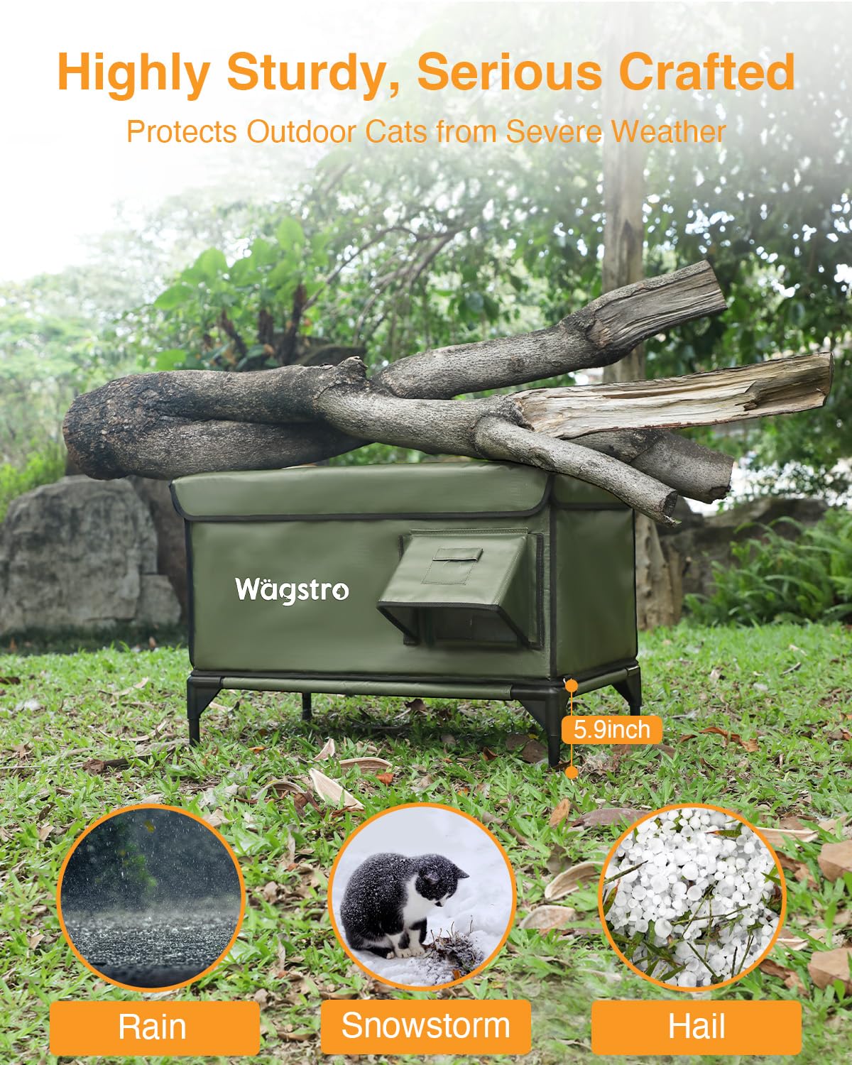 Ex-Large Heated Cat House for Outside in Winter, 100% Waterproof, Escape Door, 6" Elevated, Weatherproof Insulated Outdoor Cat House Shelter with Heater for Stray Feral Cat...