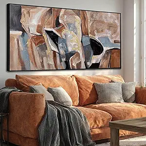 Large Framed Neutral Abstract Wall Art
